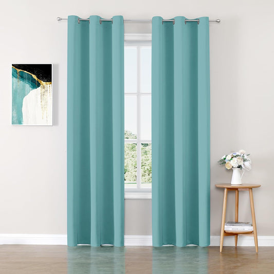 ChrisDowa Blackout Curtains 78 inches Long for Bedroom - 2 Panels Set Grommet Thermal Insulated Room Darkening Curtains for Living Room (Aqua, 42 x 78 Inch)