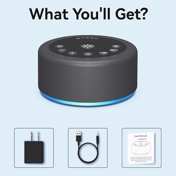 Sleep Sound Machine White Noise Machine with 30 Non Looping Sounds 12 Night light Colors with 5 Timers 36 Adjustable Volume Memory Function Brown Noise Machine for Baby kid Adult & Home Nursery Travel