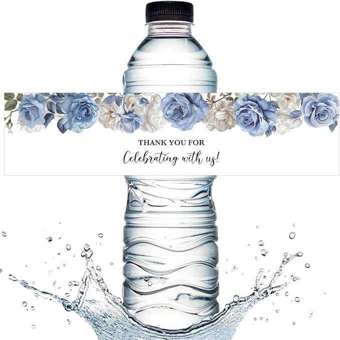 100PCS Wedding Water Bottle Labels Waterproof Greenery Floral Wraps Sticker for Water Bottle Baby Shower Bottle Label for Bridal Shower Party Thanks A13