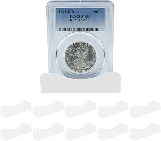 10-Pack Coin Display Stand, PCGS & NGC Slab Holders (White)