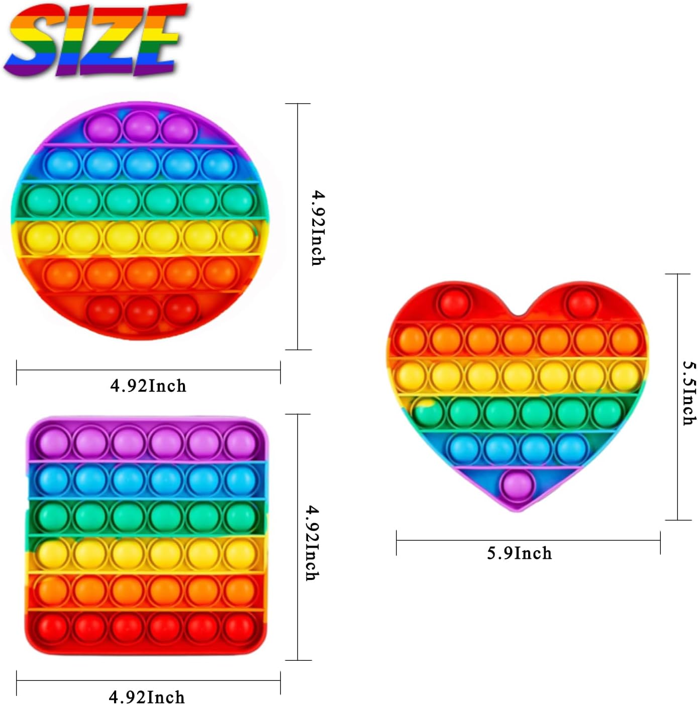 4pcs 5in Random Pop Bubble Fidget Sensory Toys, Pop Toy Bulk for Party Favor, Classroom Student Prizes Easter Basket Goodie Bag Stuffers Christmas Valentine Gift for Kid