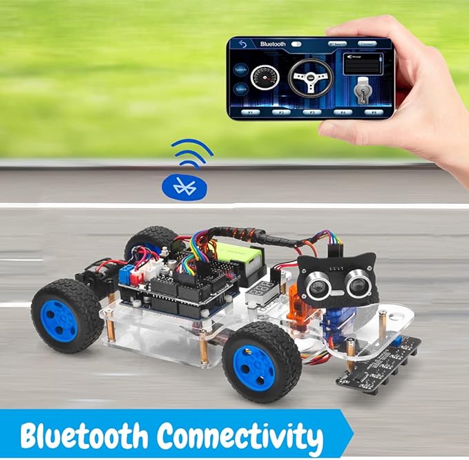 OSOYOO Robot Rc Smart Car DIY Kit to Build for Adults Teens with Servo Power Steering Motor, WiFi, Bluetooth, Code Programmable Compatible with Arduino