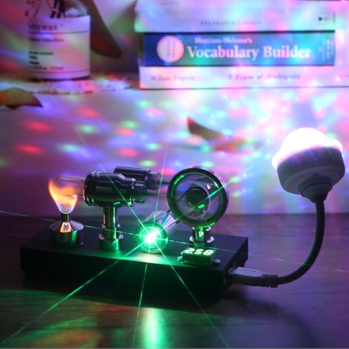 Sunnytech Hot Air Stirling Engine Motor Electricity Generator Educational Colorful LED SC (SC011)