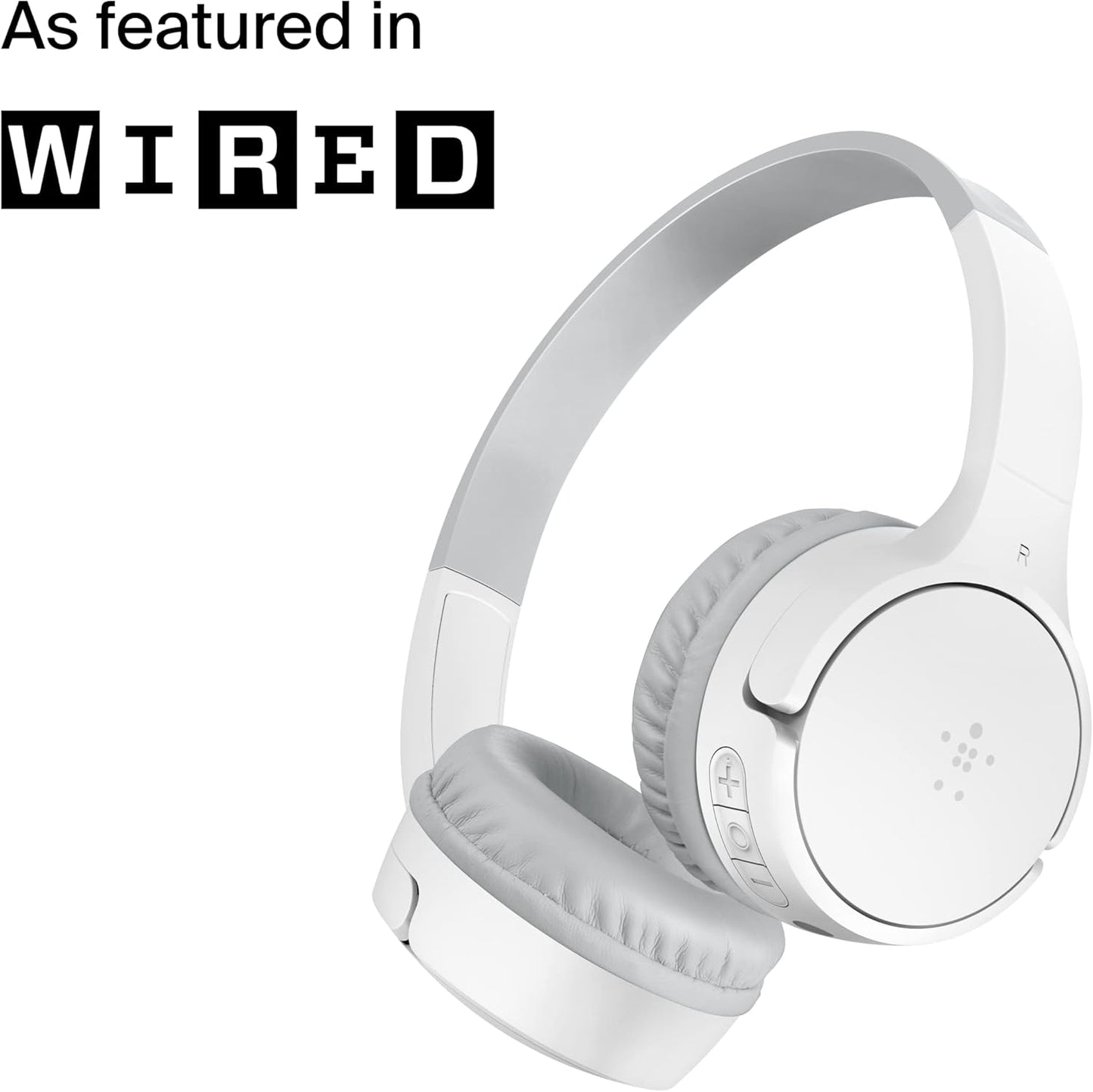 Belkin SoundForm Mini - Wireless Bluetooth Headphones for Kids with 30H Battery Life, 85dB Safe Volume Limit, Built-in Microphone - Kids On-Ear Earphones for iPhone, iPad, Fire Tablet & More - White