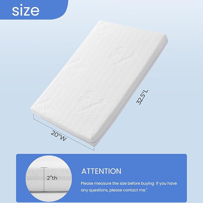 32.5x20 Bassinet Mattress for Delight: 2" Thick Dual Sided Gel Memory Foam Bassinet Mattress for Mika Micky&Delight Beside Me Dreamer Bassinet&Dream On Me Traveler&Dream On Me Skylar Bassinet