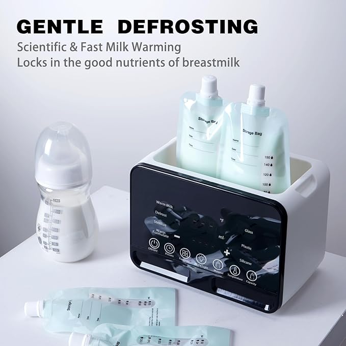 Double Bottle Warmer and Steri-lizer, 8-in-1 Fast Baby Milk Warmer with Timer for Breastmilk or Formula, Multifunctional Bottle Warmer with Food Heater Defro