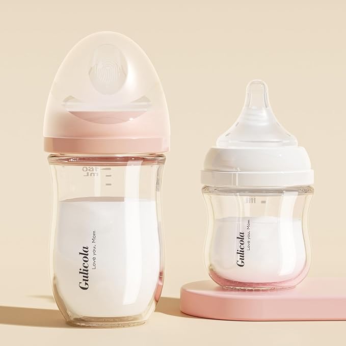 Gulicola Natural Flow Baby Bottle Silicone Nipple Level 2, Medium Flow (M), 3+ Months, 3 Counts (Pack of 1)