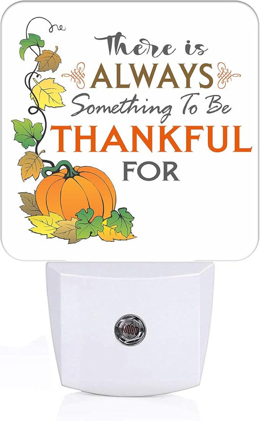 Be Thankful Night Light,Plug Into Wall for Boys Girls Bedroom Decorative Square Night Light Lamp 0.5w Sleep Friendly