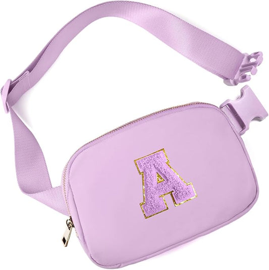 Gitus Gifts for 8 9 10 11 12 Year Old Girls Belt Bag Fanny Pack Crossbody Bags with Initial Letter Patch Cute Stuff Birthday Gifts for Teen Girls Women Personalized Trend Stuff (Lavender-A)