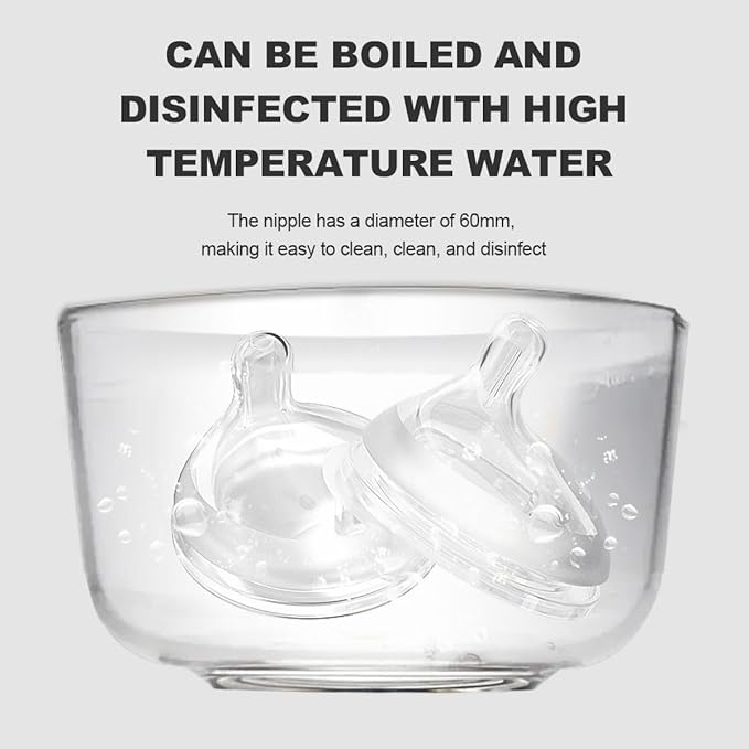 Baby Bottle Nipple, Off- Centered Nipples,100% Silicone,Replacement Baby Bottle Nipple for Babies, Newborn,Preemie 0-3 0-6 6-12 12+ Months 2 Pack (L(6-12 Month))