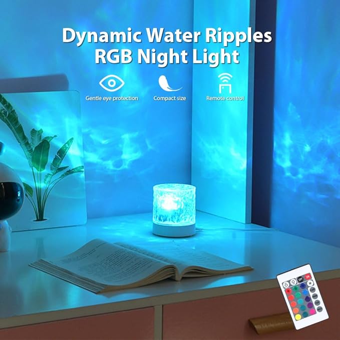 Northern Lights Projector, 16 Colors Ocean Wave Light Projector, Water Ripple Ambient Night Light with Remote, Touch Control Aurora Projector for Bedroom,Room Decor,Kids Room
