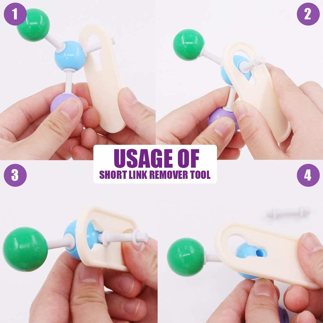 Swpeet 125 Pcs Molecular Model Kit for Inorganic & Organic Molecular Model Teacher and 16 Years and Over Student Kit - 54 Atoms & 70 Links & 1 Short Link Remover Tool - Science Toys