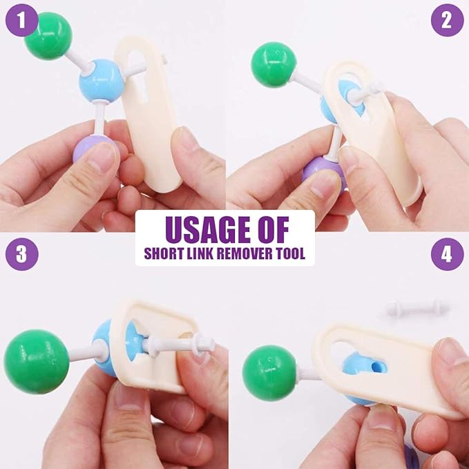 Swpeet 125 Pcs Molecular Model Kit for Inorganic & Organic Molecular Model Teacher and 16 Years and Over Student Kit - 54 Atoms & 70 Links & 1 Short Link Remover Tool - Science Toys