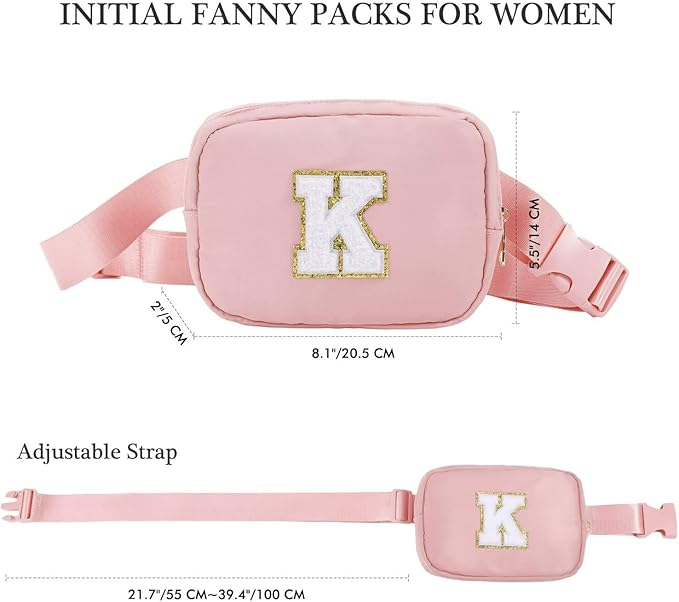 YOOLIFE Retirement Gifts for Women - Teacher Appreciation Gifts for Women Teacher Retirement Gifts for Women Teacher Bag Teacher Gifts from Students, Initial Crossbody Bag Belt Bag V, Pink