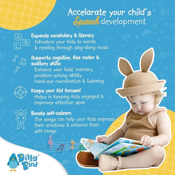 Ditty Bird Animal Sounds Book for Toddlers – Interactive Book Featuring Cuckoo, Blue Tit, Herring Gull, Tawny Owl & Dove Sounds | Musical Board Book for Ages 1-3 | Perfect Educational Gift for Toddler