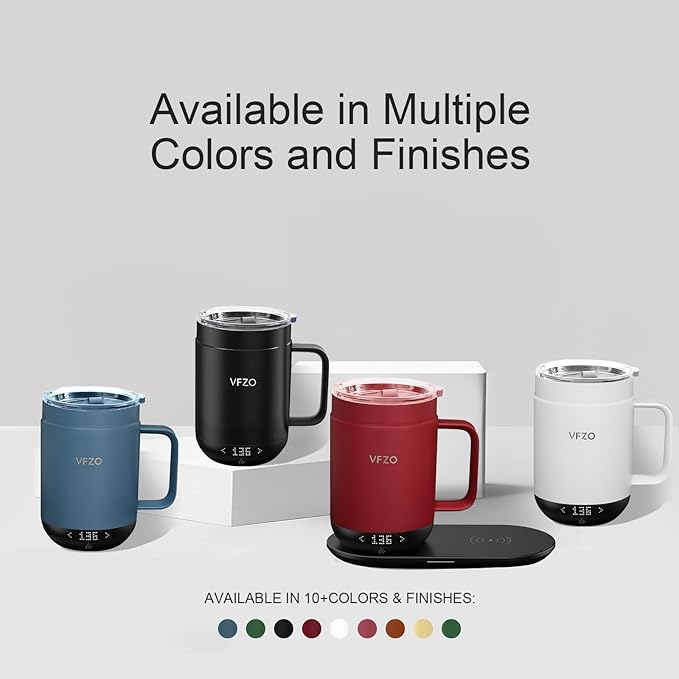 16Oz Temperature Control Smart Mug, Self Heating Coffee Mug LED Display, 180 Min Battery Life - Hot up to 149℉ Fast Wireless Charger Base Improved Design coffee serving sets (16oz, Burgundy)