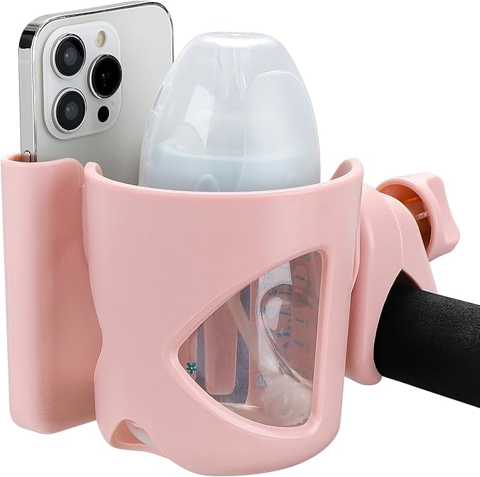 Accmor Universal Cup Holder, Stroller Cup Holder with Phone Holder, 360° Rotatable Large Caliber Designed Bottle Holder for Stroller, Bike, Wheelchair, Walker, Scooter