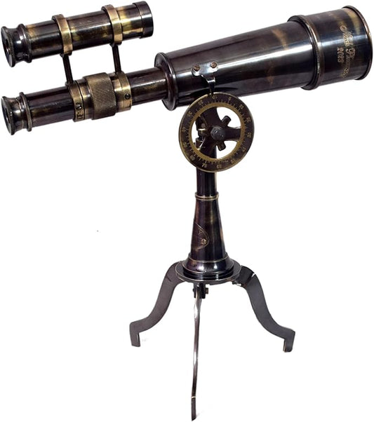 Vintage Brass Telescope on Tripod Stand DF Lens Antique Telescope Royal Spyglass Nautical Beautiful On Brass Tripod Stand (Black Antique)