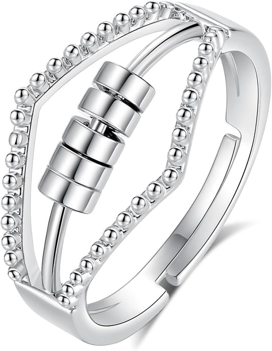 INFUSEU Funny Spinner Fidget Rings for Women Girls Anti Anxiety Stress Worry, Adjustable Size