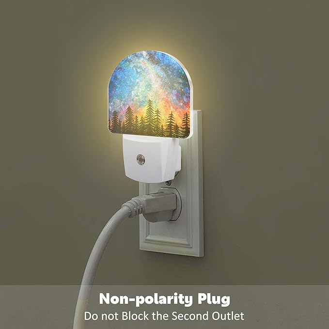 Northern Lights and Forest Night Light for Kids,Milky Way Galaxy Trees Night Light Plug in with Dusk to Dawn Sensor,0.5w Energy Saving Nightlight for Hallway Stairway Kitchen Bedroom
