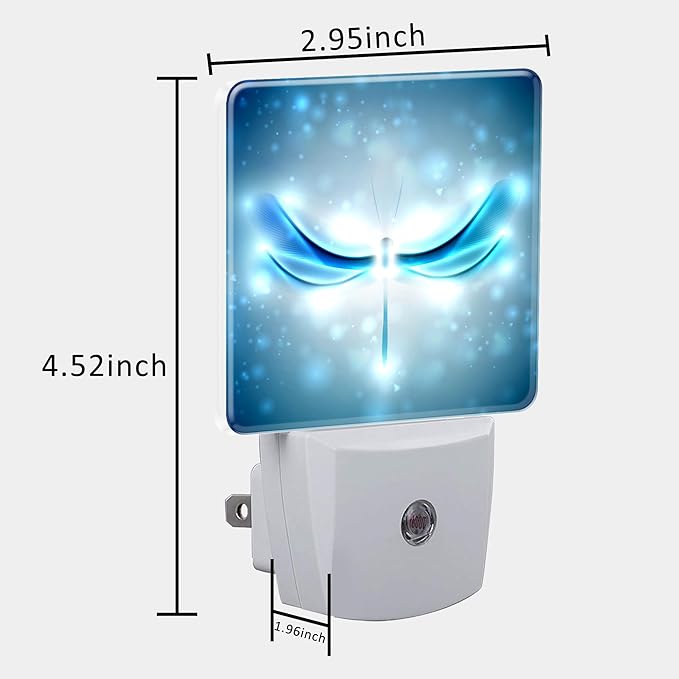 Night Light Plug into Wall Shiny Blue Abstract Dragonfly Night Light with Dusk to Dawn Sensor for Kid Girls Boys Women Men Room Decor, Hallway, Kitchen, Bathroom, Nursery, Stairs