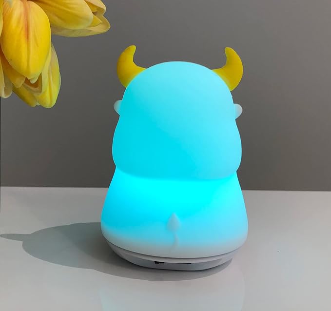 Cute Kids Night Light Night Lamp Night Lights for Kids Bedroom Toddler Baby Portable Silicone Battery Led Nightlight Nursery(Cow)