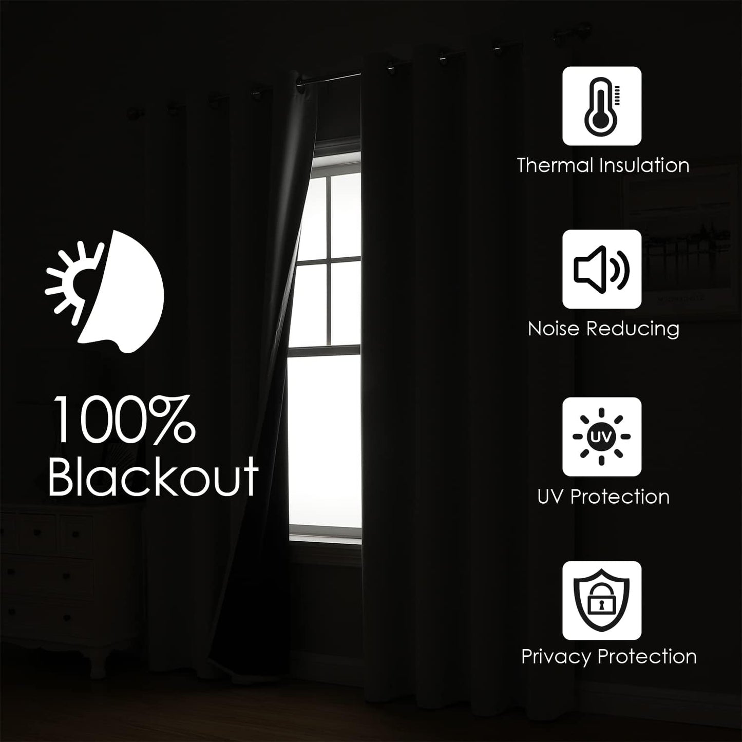 ChrisDowa 100% Blackout Curtains 120 inch Long for Bedroom with Black Liner, 2 Thick Layers Total Blackout Thermal Insulated Grommet Long Window Curtains 2 Panels Set (Forest Green, 52 x 120 Inch)