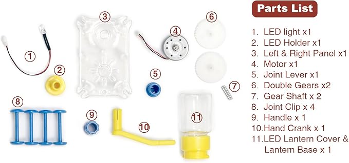 Tenergy ODEV Dynamo Lantern Educational STEM Building Toy, Hand Cranked Power Generator, Light Bulb Science Experiments Kits for Kids Age 14+