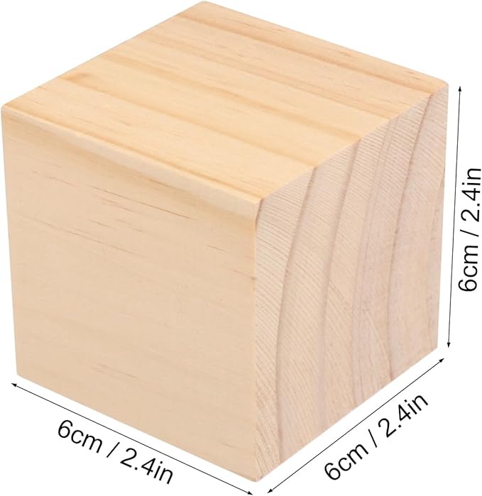 16 Packs Wooden Blocks for Crafts, 2.36 Inch Pine Wood Cubes, 6 x 6 x 6 cm Wooden Cubes for Paint, Stamp, Decorate, DIY Projects and Personalized Gifts,by GNIEMCKIN.