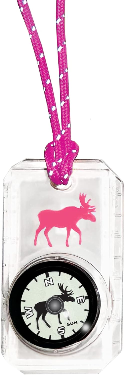 Big Discoveries Wildlife Compass for Kids - Children's Compasses for Camping, Hiking, and Exploring | Break-Away Neon Lanyard