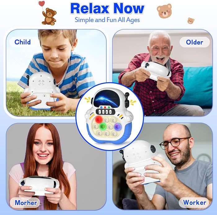 Quick Push Game Fidget Toys for Kids, Quick Push Pop Game 6 Modes Games, Fast Push Bubble Game, Pop Game Fidget Sensory Toys, Christmas Birthday Gifts for 3-12 Year Old Girls Boys