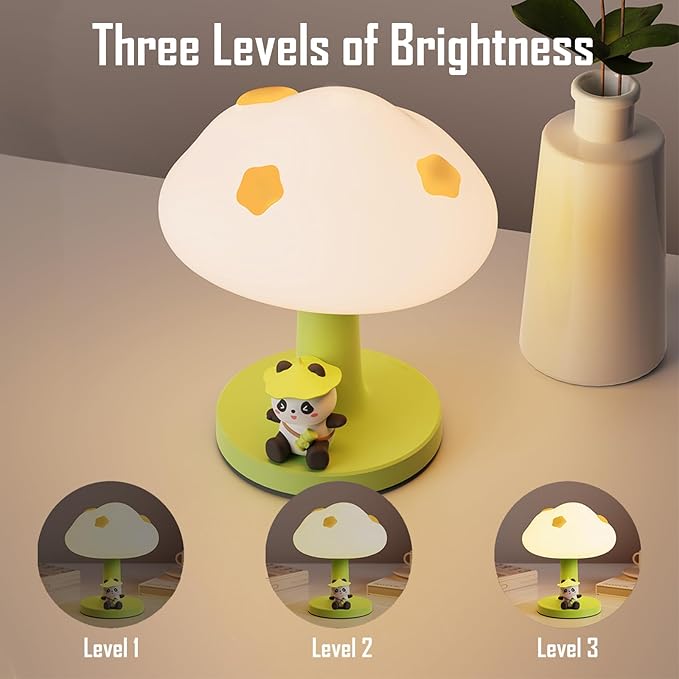 Cloud and Panda Rechargeable Night Light, Safe Soft Silicone Material, 3 Brightness Levels, Tap Control, Warm Light, Toddler Sleeping Lamp, Bedroom Night Lamp, Gift for Baby and Kid (Cloud and Panda)