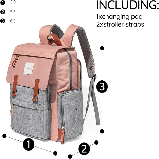 Frank Mully Diaper Bag Backpack Large Multifunction Travel Baby Bag for Mom Dad Pink1