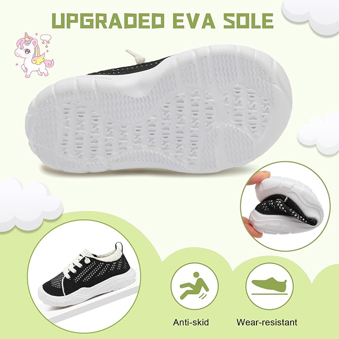 JIASUQI Toddler Shoes for Boys Girls Slip on Sneakers Wide Toe Walking Shoes Toddler Sock Shoes