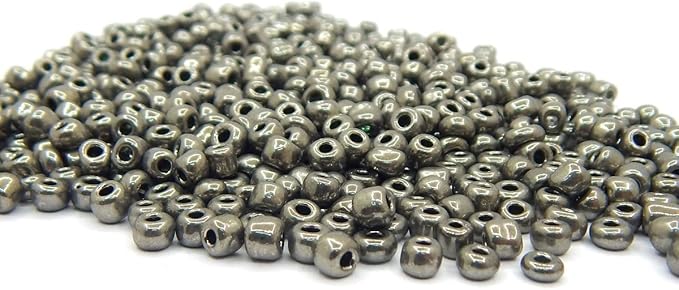 Perlin Glass Seed Beads 4mm 6/0 Round Mini Small Pony Spacer Beads 1100pcs for Jewelry Making Earrings Bracelets Pendants Waist DIY Handmade Metallic Color Kit (Antique Silver Metallic)