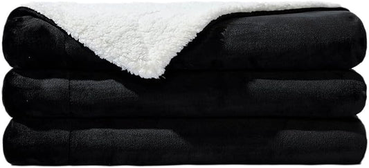 NANPIPER Sherpa Blanket Queen Fleece Bed Blankets Soft and Warm Fuzzy Microfiber,Black 90"x90"