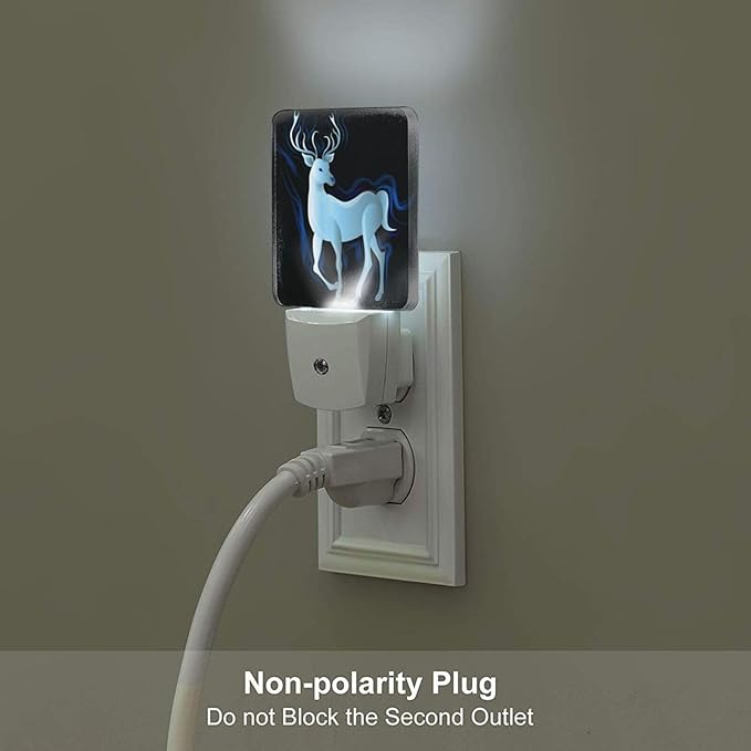 Blue Deer Night Light,Plug Into Wall Decor for Stairway,Hallway,Kitchen,Dusk to Dawn Sensor Nightlights for Boys/Girls/Women/Men Room Gifts