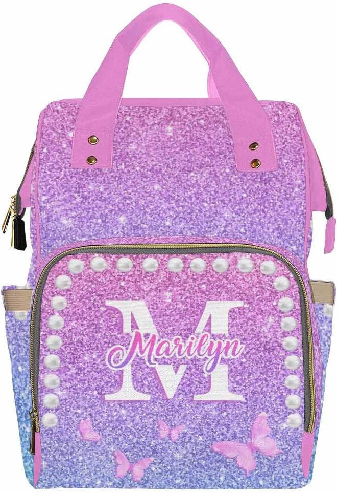 Customize Baby Bag Baby Bags Fors Customized Diaper Bag Customized Backpacks Nappy Backpack Adjustable Shoulder Straps Casual Daypack, Colorful Butterfly