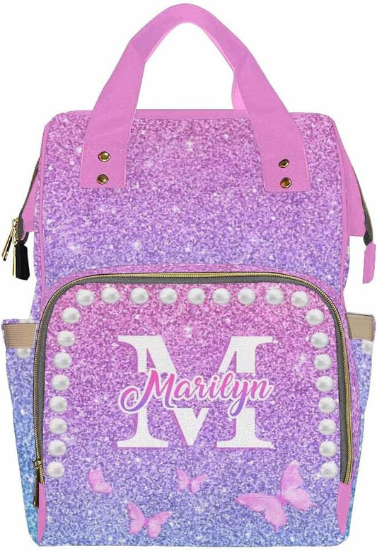 Customize Baby Bag Baby Bags Fors Customized Diaper Bag Customized Backpacks Nappy Backpack Adjustable Shoulder Straps Casual Daypack, Colorful Butterfly