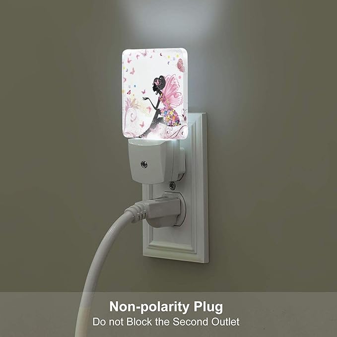Pink Beautiful Women Butterfly Night Light,Plug Into Wall with Dusk to Dawn Light Sensors, Warm Nightlights for Bedroom, Bathroom, Hallway, Kitchen, Gifts Ideal for Boys Girls Women Men