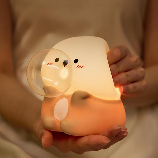 Sea Otter Night Light for Kids, Rechargeable Bedside Touch Lamp, Dimmable, with Timer, Soft Silicone Nursery Night Light, Breastfeeding, Toddler, Baby, Kids Decoration