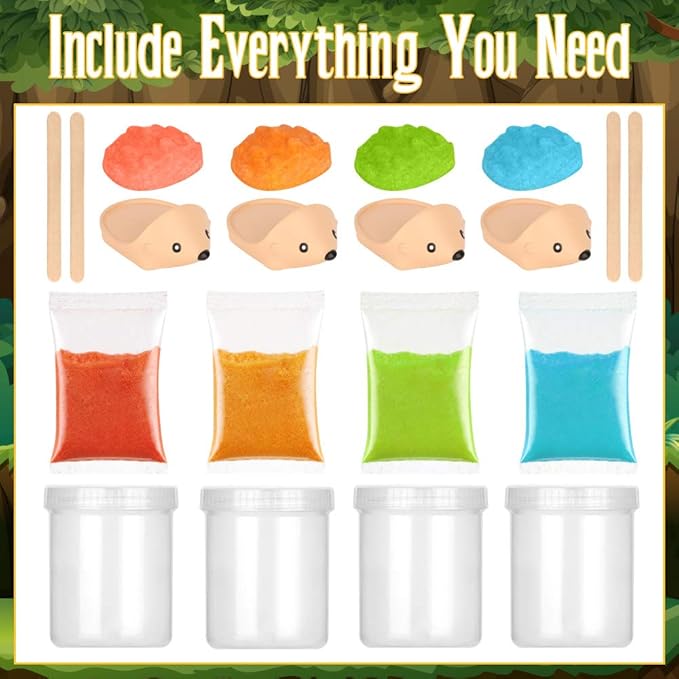 XXTOYS Crystal Growing Kit for Kids - 4 Vibrant Colored Hedgehog to Grow - Science Kits for Kids Age 6-8, Toys for Boys Age 8-12, Great Gifts Idea for 9 Year Old Girls, STEM Projects