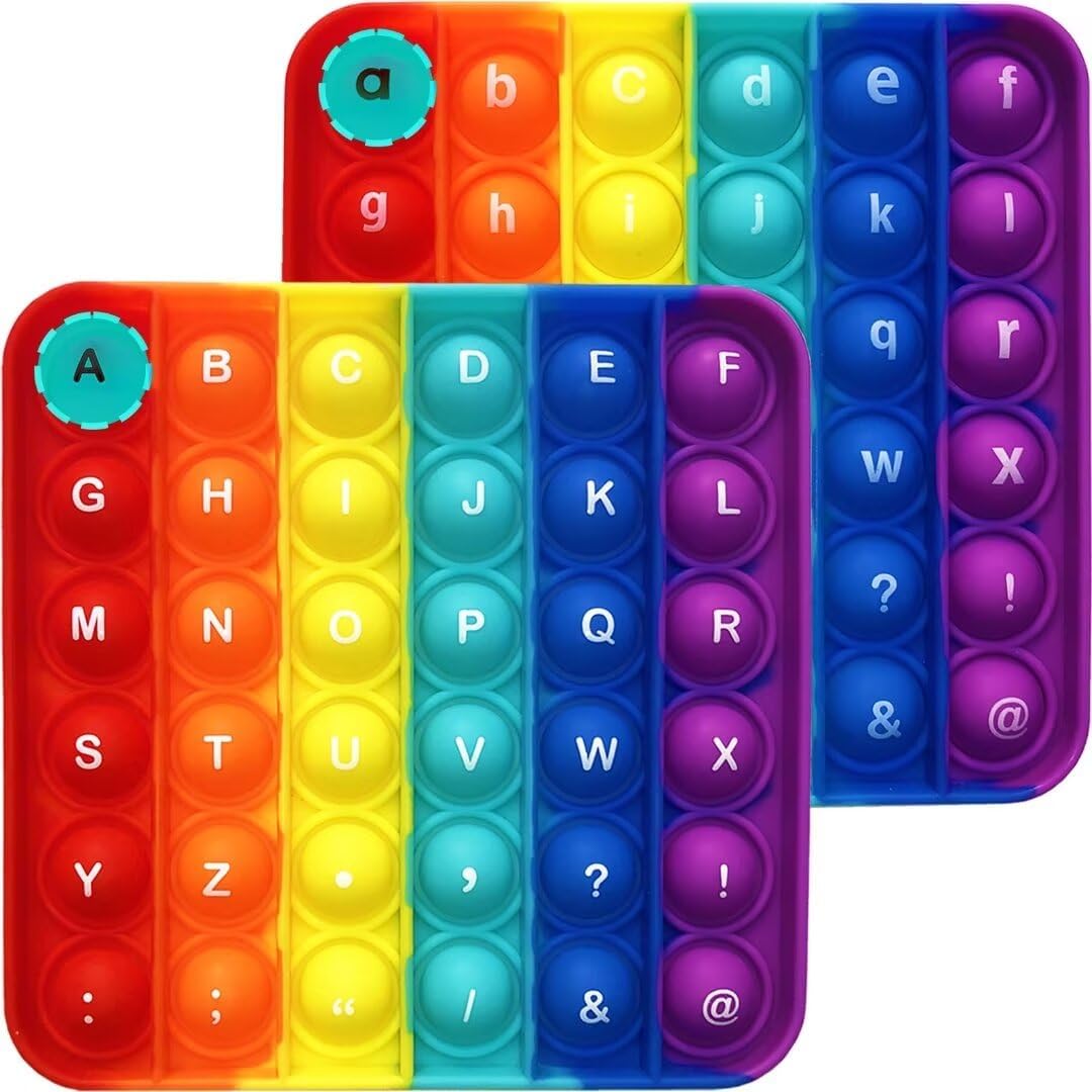 Alphabet Poppers (2 Pack) Fidgety Toy, ABC Letter Learning & Educational Popper Uppercase Lowercase Matching Game, Stress Relief Sensory Popping Game, Preschool Montessori Toy for Classroom