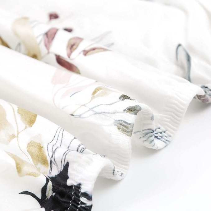 GRSSDER Stretchy Ultra Soft Jersey Knit Fitted Pack n Play Sheets Set 2 Pack,Fits Portable Playard/Mini Cribs Mattress Snug and Safe,Watercolor Purple Flora for Baby