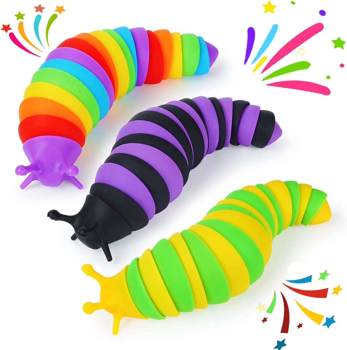 Fidget Toys Slug,Fidget Shark Toys,Shark and Dolphin Sensory Fidget Toy for Kids ,Toddler Sensory Toys,Stress Relief Toy,ADHD & Autism Fidget Toys,Preschool Boy Girl Gifts Idea (3Pcs Slug)