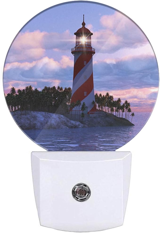 EKOBLA Nautical Lighthouse Night Lights Plug into Wall Lighthouse Sunset Coastal Seaside Night Light Dusk to Dawn Sensor LED Lamp for Bedroom Bathroom Stairway Living Room Kitchen