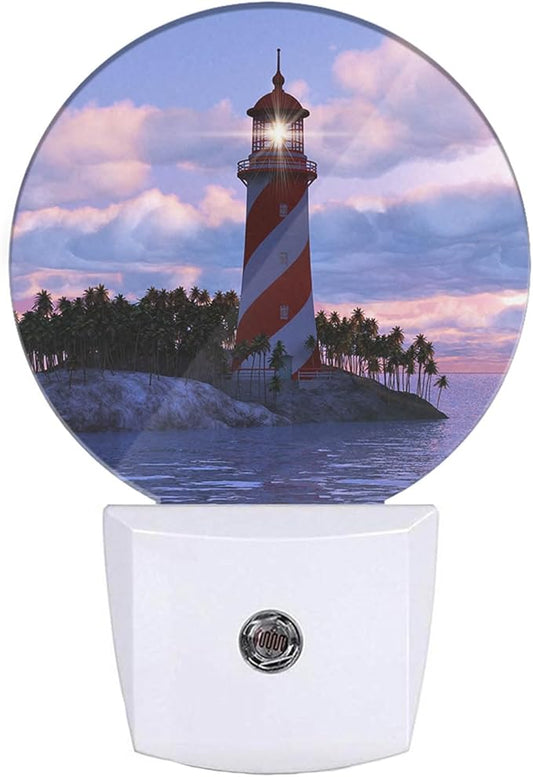 EKOBLA Nautical Lighthouse Night Lights Plug into Wall Lighthouse Sunset Coastal Seaside Night Light Dusk to Dawn Sensor LED Lamp for Bedroom Bathroom Stairway Living Room Kitchen