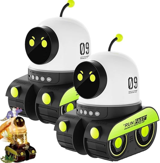 Kids Cartoon Projector Lamp, Cartoon Robot Car Projection Lamp, Rechargeable Robot Night Light with Music, Universe Starry Sky Rotate LED Animal Holiday Room Decor, 21 Discs(2pcs)