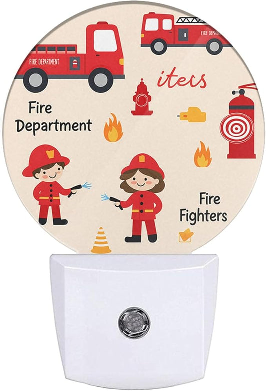Fireman Night Light Firefighter Fire Alarm Fire Truck Safety Night Lights Plug into Wall 0.5W LED Lighting Auto on/Off for Hallway Stairway Kitchen Bedroom