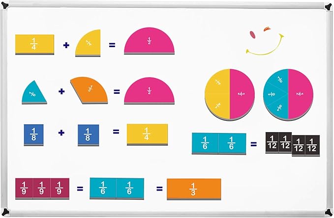 156 PCS Magnetic Fraction Tiles Circles, Educational Math Learning Manipulatives Set for Preschool Elementary School.